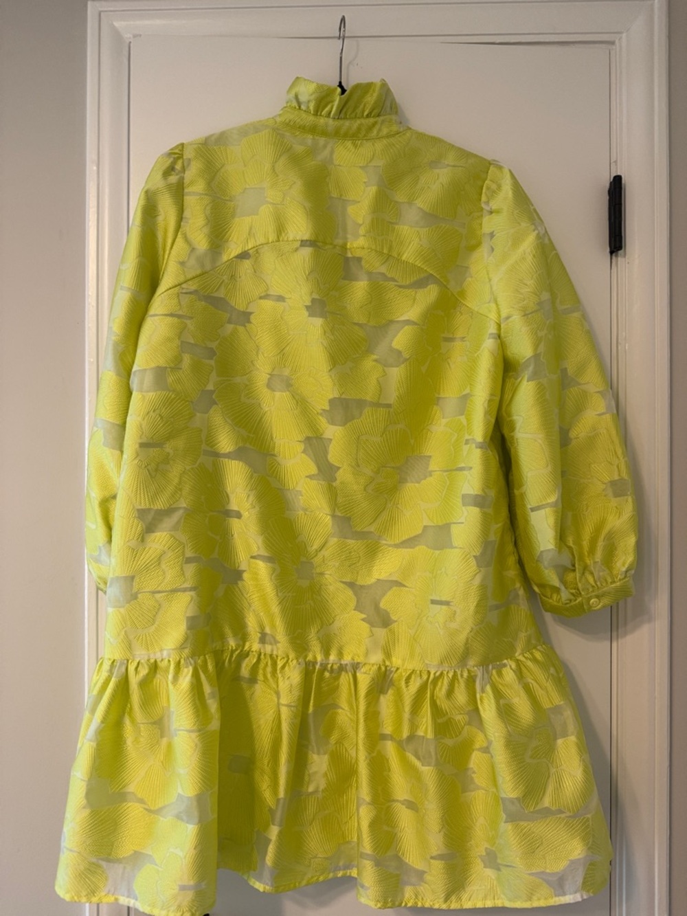 Tuckernuck Neon Yellow or Chartreuse Textured Ruffle-Trim Top - Picture 4 of 4